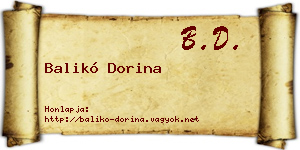 Balikó Dorina névjegykártya